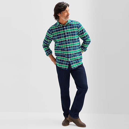 St. John's Bay Washed Oxford Mens Long Sleeve Classic Fit Stretch Fabric Button-Down Shirt