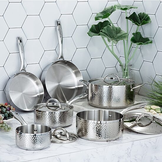 BergHOFF Hammered Covered 2-pc. Stainless Steel Sauce Pan