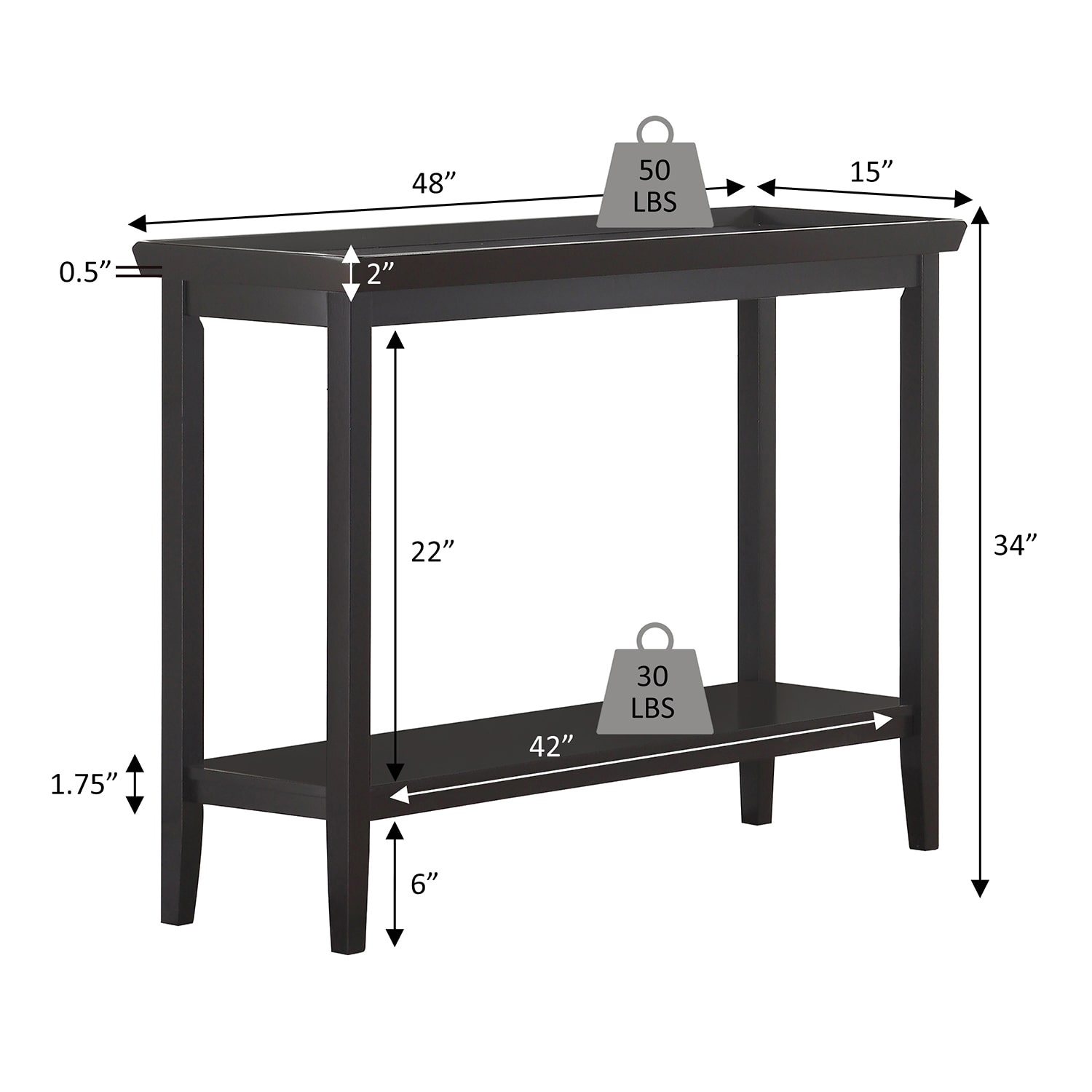 Convenience Concepts Ledgewood Console Table