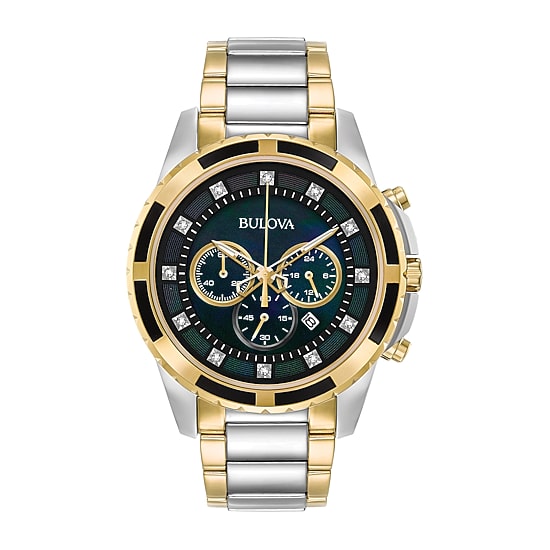 Bulova Classic Mens Chronograph Two Tone Stainless Steel Bracelet Watch 98d132