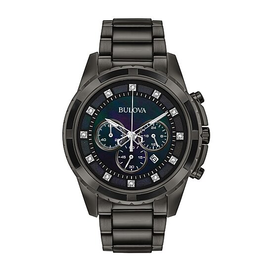 Bulova Classic Mens Chronograph Black Stainless Steel Bracelet Watch 98d133
