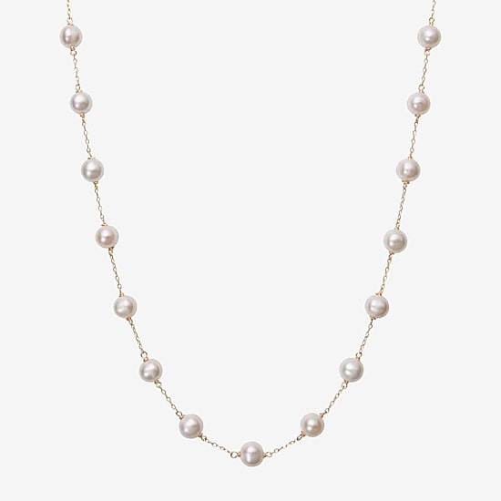 Womens Cultured Freshwater Pearl 10K Yellow Gold Strand Necklace