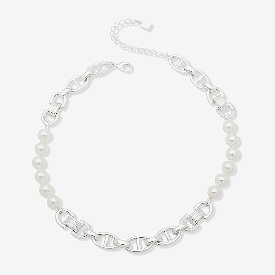 Worthington Silver Tone Womens 17 Inch Collar Necklace