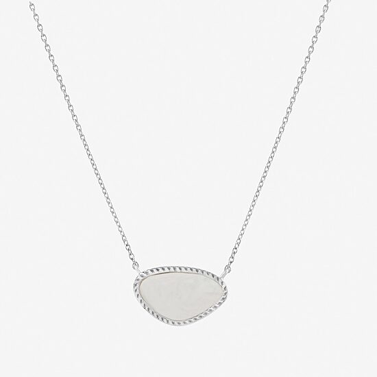 Silver Treasures Genuine Stone Womens White Mother Of Pearl Sterling Silver 18 Inch Pendant Necklace
