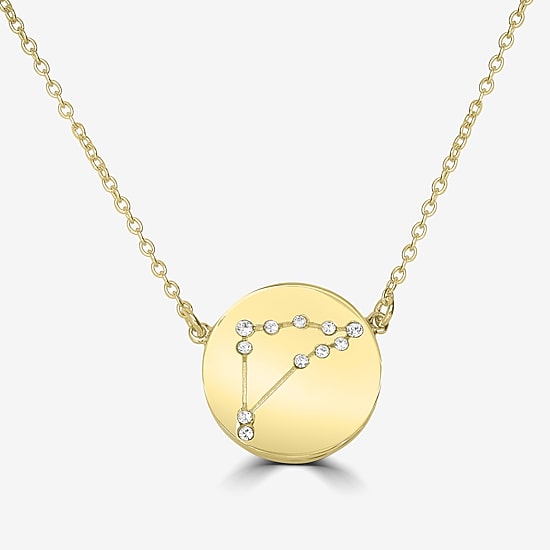 Sparkle Allure Zodiac Coin Womens Crystal 14K Gold Over Brass Round 16 Inch Pendant Necklace