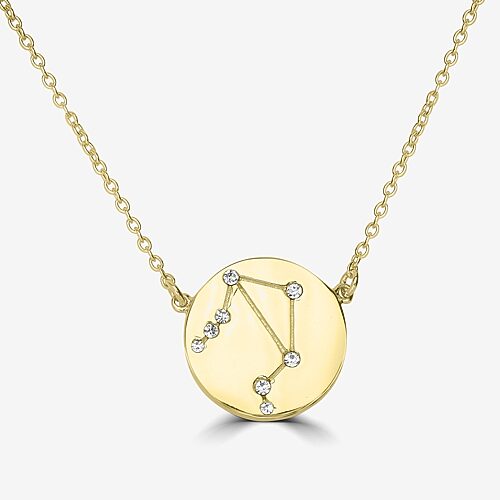 Sparkle Allure Zodiac Coin Womens Crystal 14K Gold Over Brass Round 16 Inch Pendant Necklace, One Size, Libra
