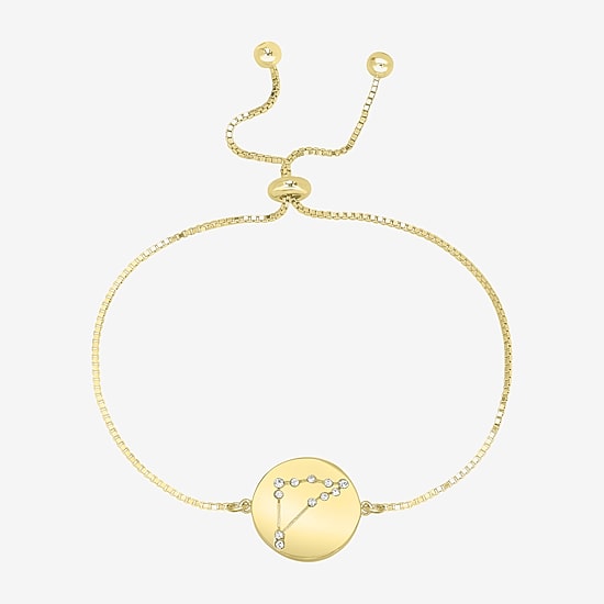 Sparkle Allure Zodiac Coin Womens Crystal 14K Gold Over Brass Round Bolo Bracelet