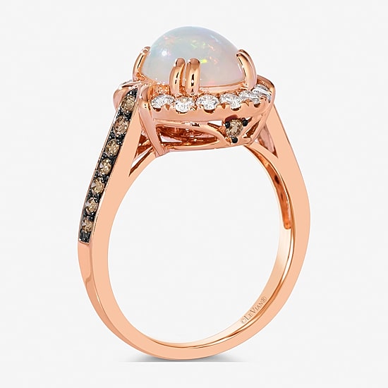 Le Vian® Grand Sample Sale™ Ring featuring 1  1/5 CT. Neopolitan Opal™ 1/4 CT. Chocolate Diamonds® 1/3 CT. Nude Diamonds™ set in 14K Strawberry Gold®