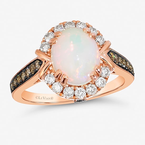 Le Vian® Grand Sample Sale™ Ring featuring 1  1/5 CT. Neopolitan Opal™ 1/4 CT. Chocolate Diamonds® 1/3 CT. Nude Diamonds™ set in 14K Strawberry Gold®