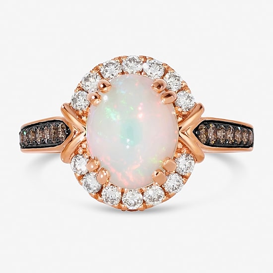 Le Vian® Grand Sample Sale™ Ring featuring 1  1/5 CT. Neopolitan Opal™ 1/4 CT. Chocolate Diamonds® 1/3 CT. Nude Diamonds™ set in 14K Strawberry Gold®