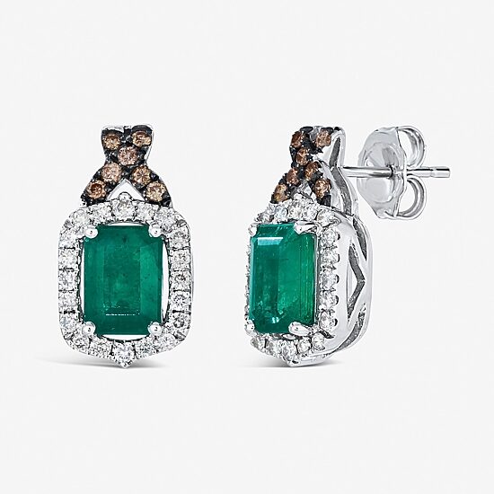 Le Vian® Grand Sample Sale™ Earrings featuring 1  1/2 CT. Emerald 1/3 CT. Nude Diamonds™  1/8 CT. Chocolate Diamonds® set in 14K Vanilla Gold®