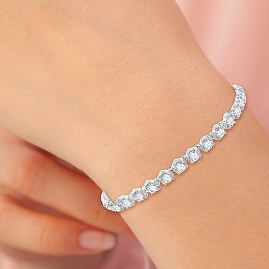 (G / Si1-Si2) Womens 12 Ct.T.W. Lab Grown White Diamond 14K Gold 7.25 Inch Tennis Bracelet