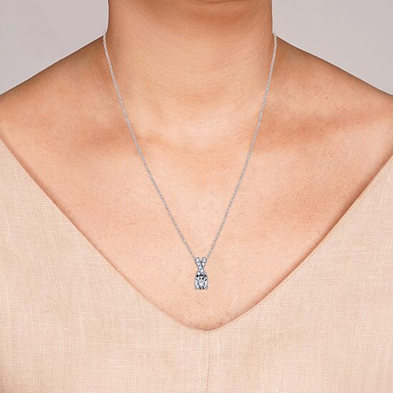 Womens 1/10 CT. T.W. Lab Grown White Diamond Sterling Silver Round 18 Inch Pendant Necklace