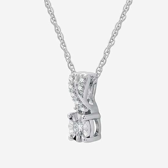 Womens 1/10 CT. T.W. Lab Grown White Diamond Sterling Silver Round 18 Inch Pendant Necklace