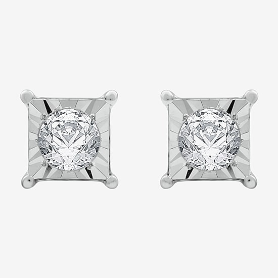 (G / Si1-Si2) 1/5 CT. Lab Grown White Diamond Sterling Silver 4.7mm Stud Earrings