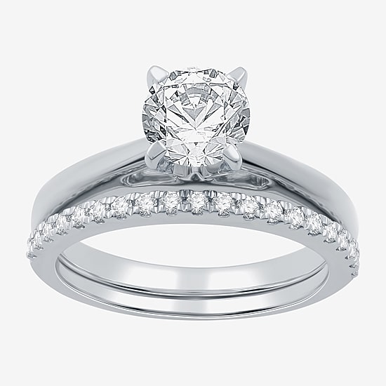 I Said Yes (G / Si1-Si2) Womens 1 1/4 CT. T.W. Lab Grown White Diamond Sterling Silver Round Solitaire Bridal Set