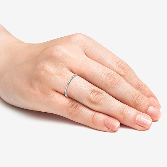 I Said Yes (G / Si1-Si2) Womens 1/10 CT. T.W. Lab Grown White Diamond Sterling Silver Wedding Band