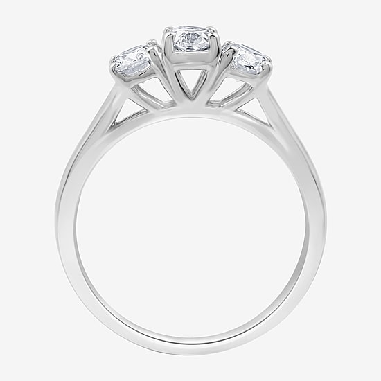 Love Lives Forever (G / Si1-Si2) Womens 1 CT. T.W. Lab Grown White Diamond 10K Gold Oval 3-Stone Engagement Ring