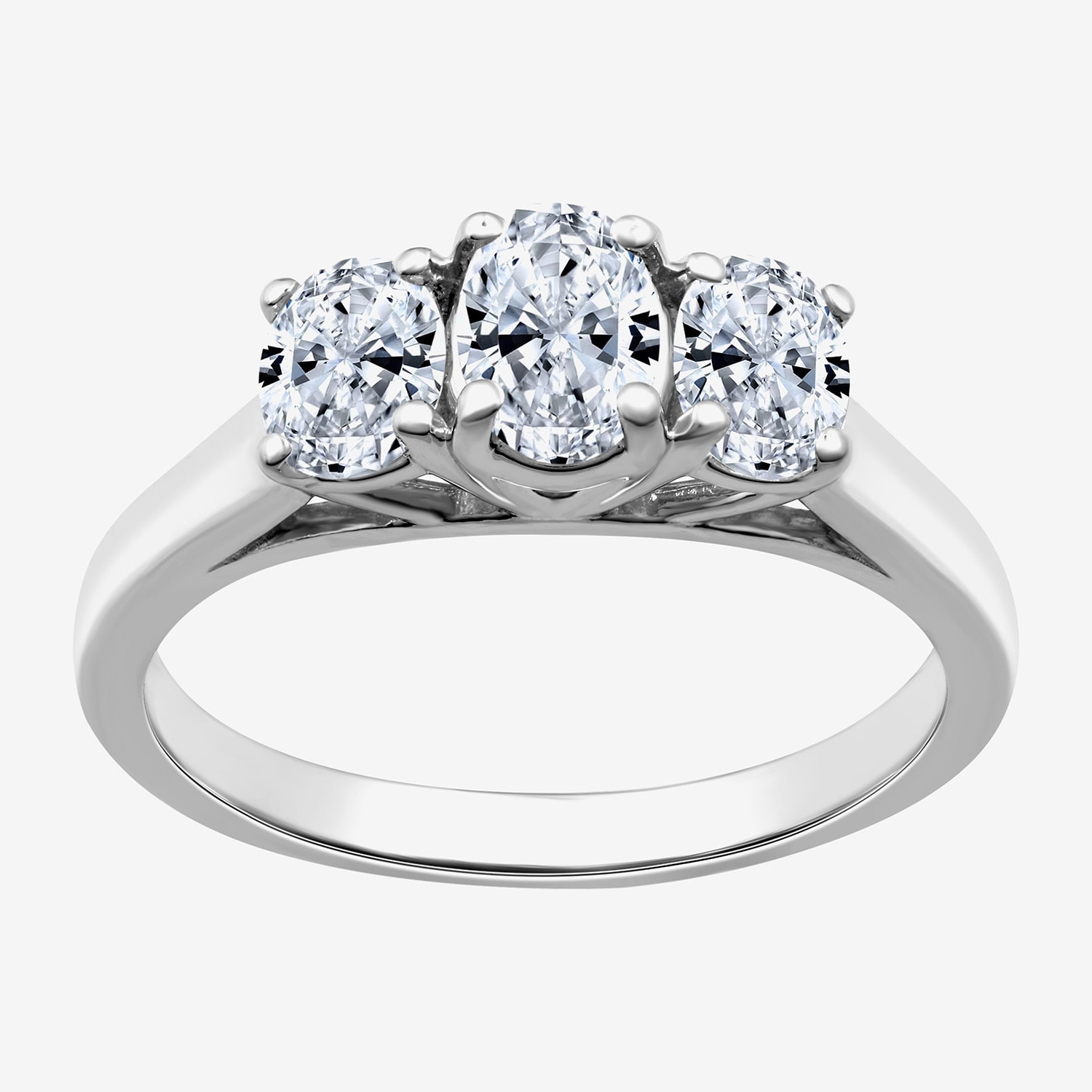 Love Lives Forever (G / Si1-Si2) Womens CT. T.W. Lab Grown White Diamond 10K Gold Oval 3-Stone Engagement Ring