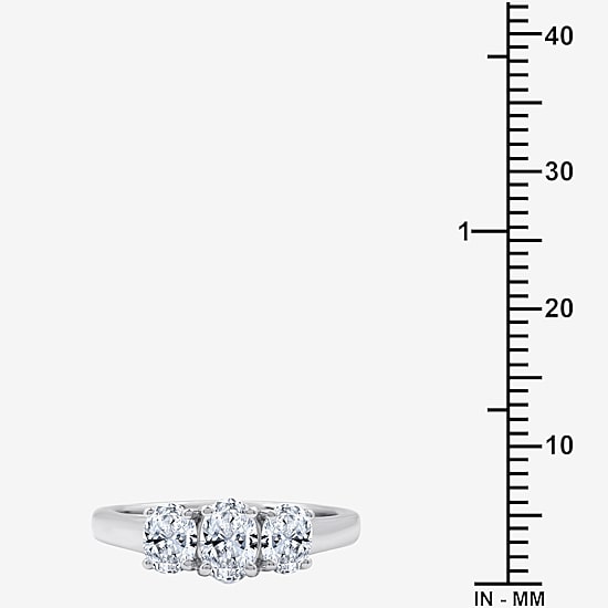 Love Lives Forever (G / Si1-Si2) Womens 1 CT. T.W. Lab Grown White Diamond 10K Gold Oval 3-Stone Engagement Ring