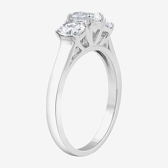 Love Lives Forever (G / Si1-Si2) Womens 1 CT. T.W. Lab Grown White Diamond 10K Gold Oval 3-Stone Engagement Ring