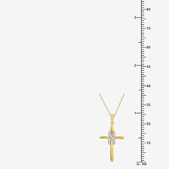 Yes, Please! Womens 1/10 CT. T.W. Lab Grown White Diamond Sterling Silver Cross Pendant Necklace