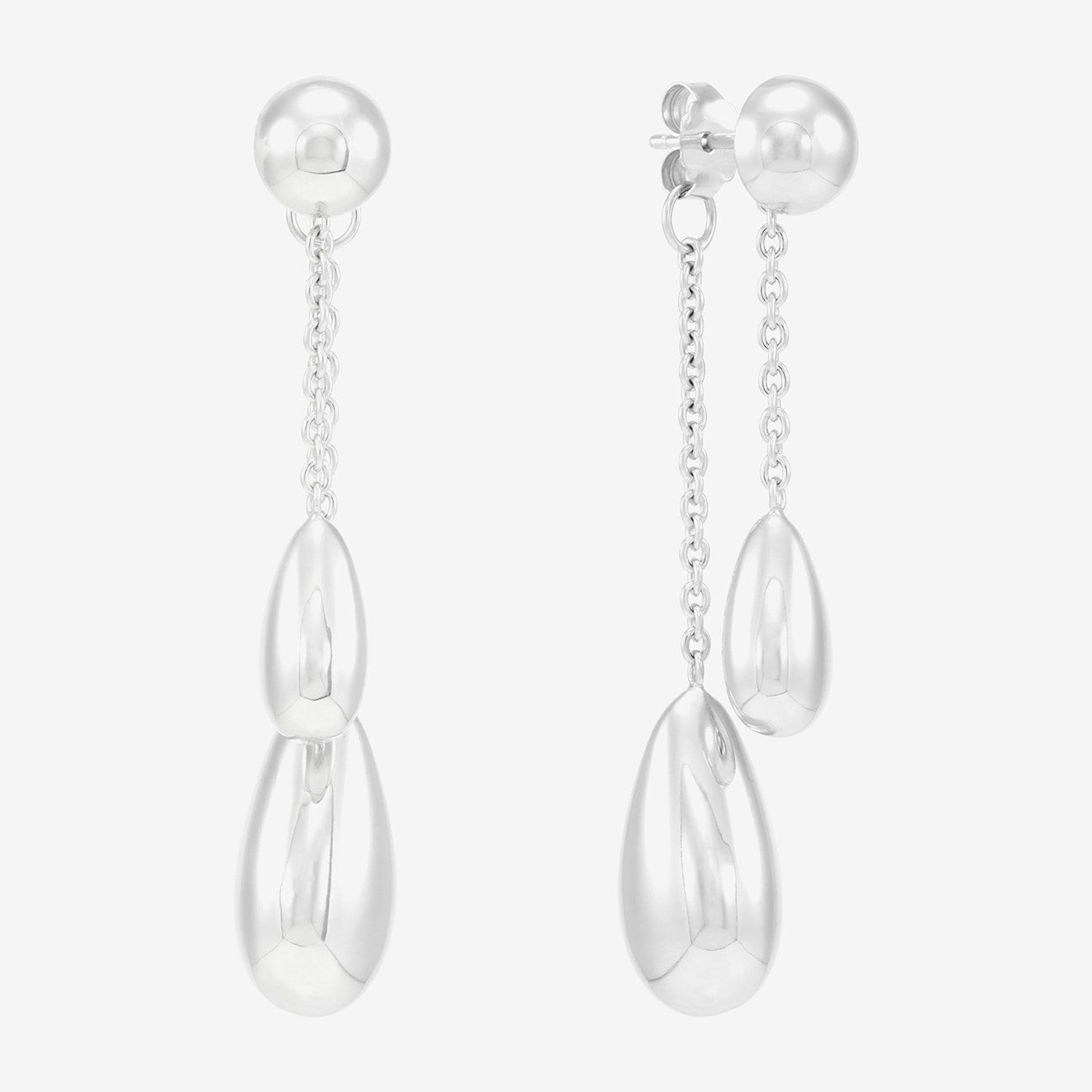 Womens Sterling Silver Circle Round Drop Earrings