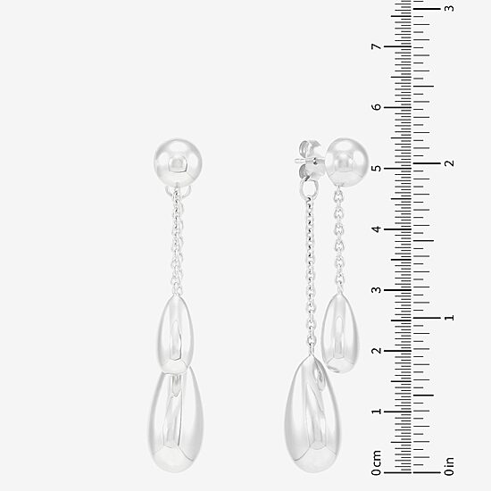 Womens Sterling Silver Circle Round Drop Earrings