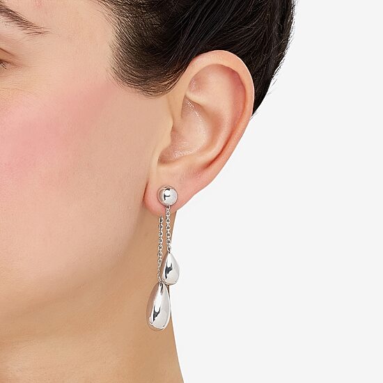 Womens Sterling Silver Circle Round Drop Earrings