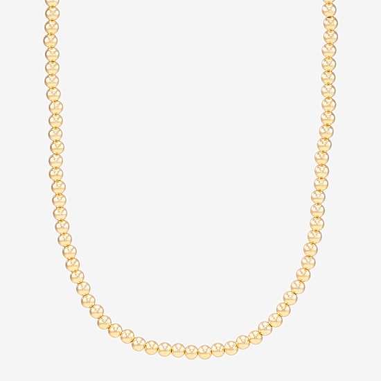 Womens 14K Gold Over Silver 20 Inch Beaded Necklace