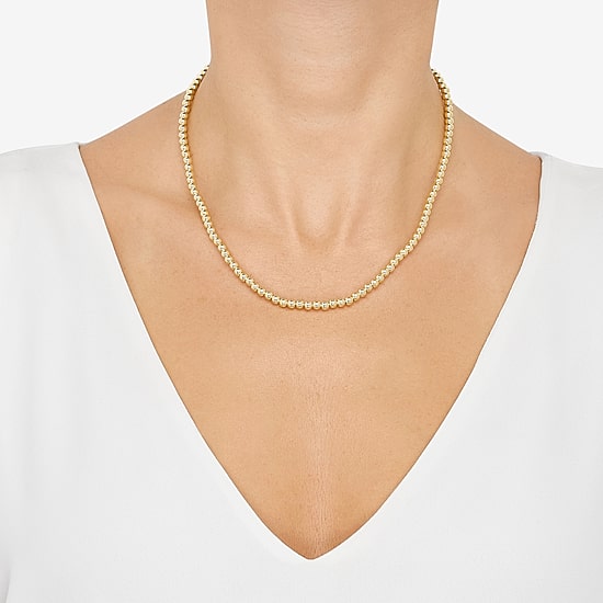 Womens 14K Gold Over Silver 20 Inch Beaded Necklace