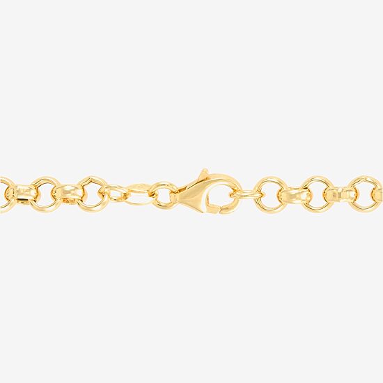 Made in Italy Womens 14K Gold Over Silver Heart Charm Bracelet