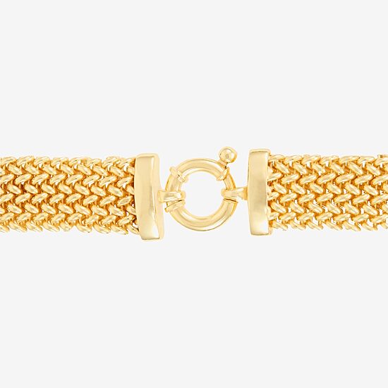 Made in Italy Womens 14K Gold Over Silver Semisolid Heart 7.5 Inch Link Bracelet