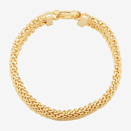 Made in Italy Womens 14K Gold Over Silver Semisolid Heart 7.5 Inch Link Bracelet