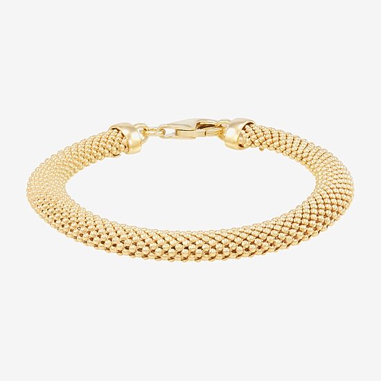 Made in Italy Womens 14K Gold Over Silver Hollow Heart 7.5 Inch Link Bracelet