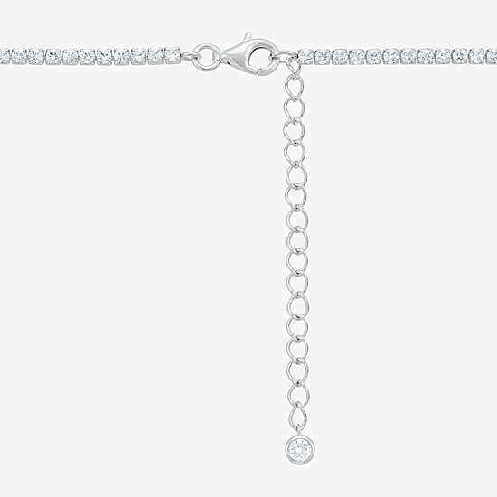 Diamonart Womens White Cubic Zirconia Sterling Silver 16 Inch Tennis Necklace