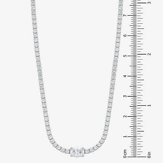 Diamonart Womens White Cubic Zirconia Sterling Silver 16 Inch Tennis Necklace