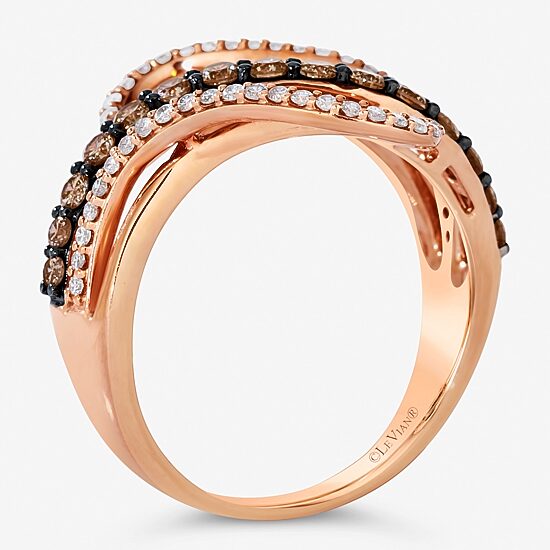 Le Vian Chocolatier® Ring featuring 3/8 CT. Chocolate Diamonds® 1/4 CT. Vanilla Diamonds®set in 14K Strawberry Gold®