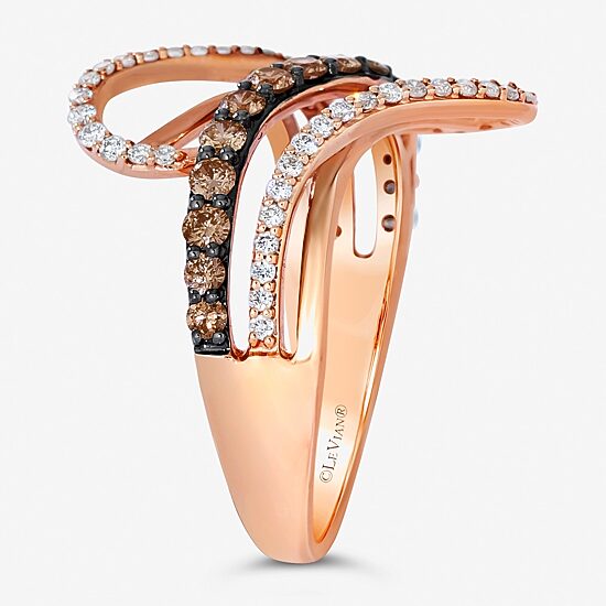 Le Vian Chocolatier® Ring featuring 3/8 CT. Chocolate Diamonds® 1/4 CT. Vanilla Diamonds®set in 14K Strawberry Gold®