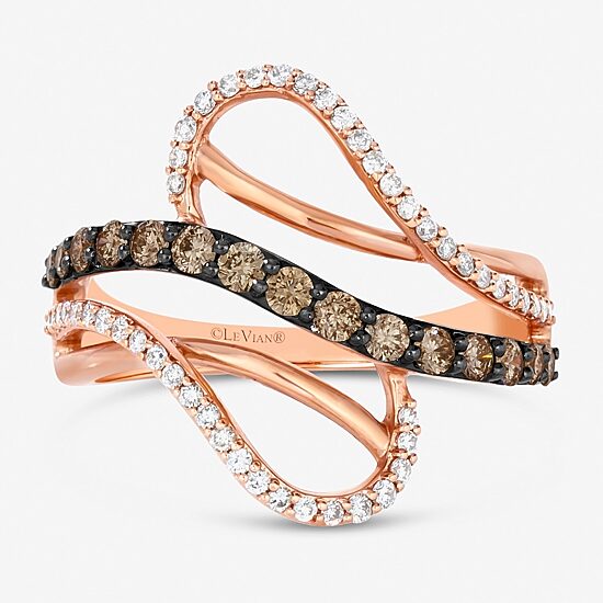 Le Vian Chocolatier® Ring featuring 3/8 CT. Chocolate Diamonds® 1/4 CT. Vanilla Diamonds®set in 14K Strawberry Gold®