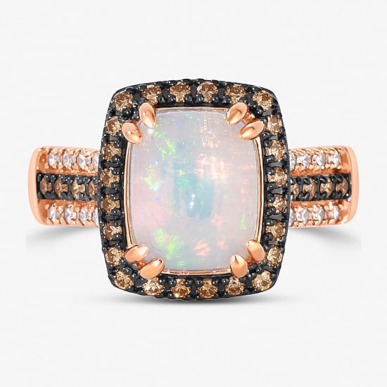 Le Vian® Grand Sample Sale™ Ring featuring 1 5/8 CT. Neopolitan Opal™ 1/3 CT. Chocolate Diamonds® 1/6 CT. Nude Diamonds™ set in 14K Strawberry Gold®