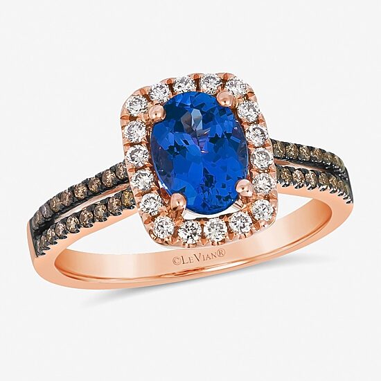 Le Vian® Grand Sample Sale™ Ring featuring 1 CT. Blueberry Tanzanite® 1/5 CT. Chocolate Diamonds® 1/5 CT. Nude Diamonds™ set in 14K Strawberry Gold®