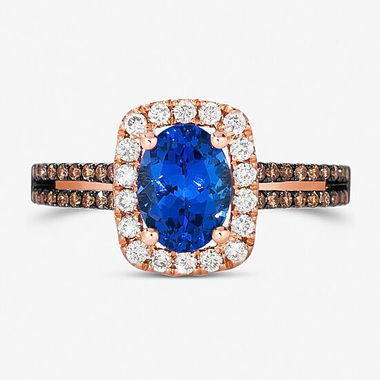 Le Vian® Grand Sample Sale™ Ring featuring 1 CT. Blueberry Tanzanite® 1/5 CT. Chocolate Diamonds® 1/5 CT. Nude Diamonds™ set in 14K Strawberry Gold®