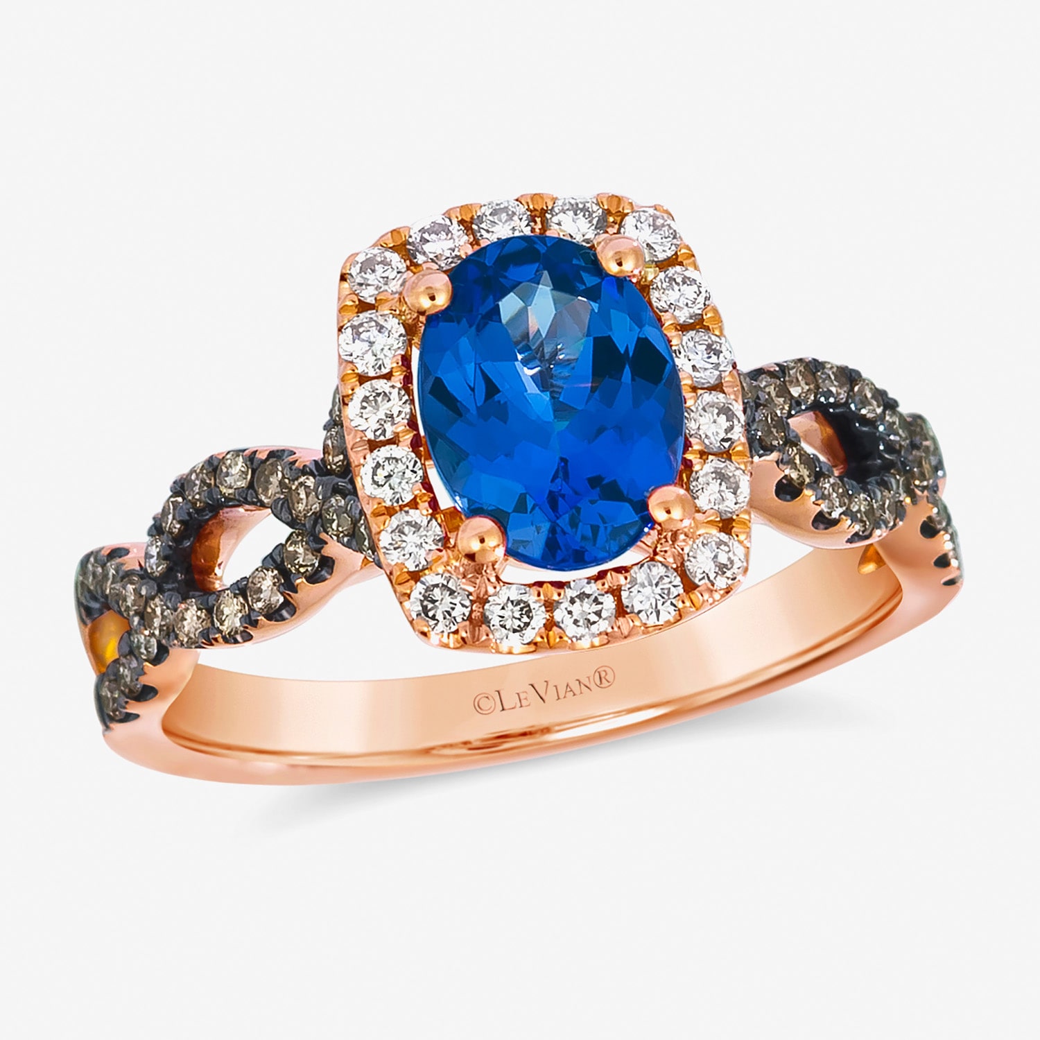 Le Vian® Grand Sample Sale™ Ring featuring 1 1/ CT. Blueberry Tanzanite® 1/ CT. Nude Diamonds™ 1/ CT. Chocolate Diamonds® set in 14K Strawberry Gold
