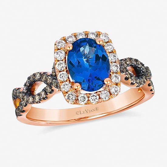 Le Vian® Grand Sample Sale™ Ring featuring 1 CT. Blueberry Tanzanite® 1/5 CT. Chocolate Diamonds® 1/5 CT. Nude Diamonds™ set in 14K Strawberry Gold®