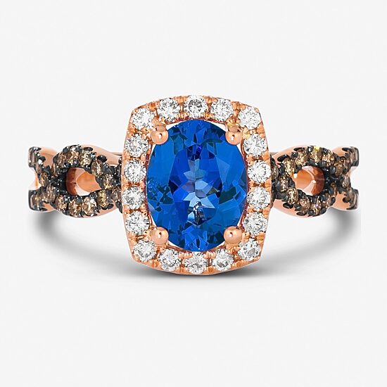 Le Vian® Grand Sample Sale™ Ring featuring 1 CT. Blueberry Tanzanite® 1/5 CT. Chocolate Diamonds® 1/5 CT. Nude Diamonds™ set in 14K Strawberry Gold®