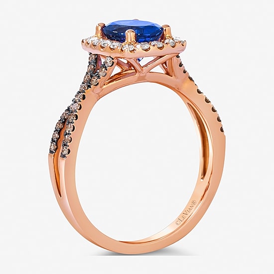 Le Vian® Grand Sample Sale™ Ring featuring 1 CT. Blueberry Tanzanite® 1/5 CT. Nude Diamonds™ 1/5 CT. Chocolate Diamonds® set in 14K Strawberry Gold®