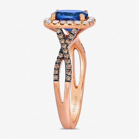Le Vian® Grand Sample Sale™ Ring featuring 1 CT. Blueberry Tanzanite® 1/5 CT. Nude Diamonds™ 1/5 CT. Chocolate Diamonds® set in 14K Strawberry Gold®