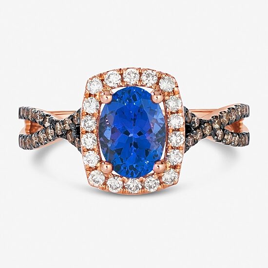 Le Vian® Grand Sample Sale™ Ring featuring 1 CT. Blueberry Tanzanite® 1/5 CT. Nude Diamonds™ 1/5 CT. Chocolate Diamonds® set in 14K Strawberry Gold®