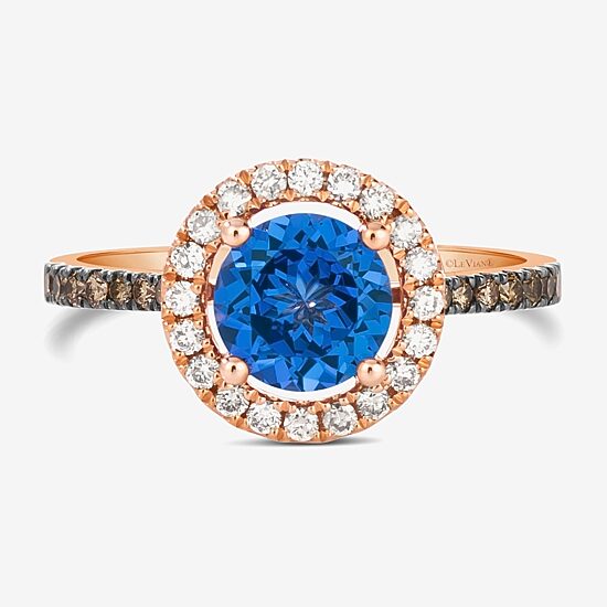 Le Vian® Grand Sample Sale™ Ring featuring 1 1/5 CT. Blueberry Tanzanite® 1/6 CT. Chocolate Diamonds® 1/5 CT. Nude Diamonds™ set in 14K Strawberry Gold®